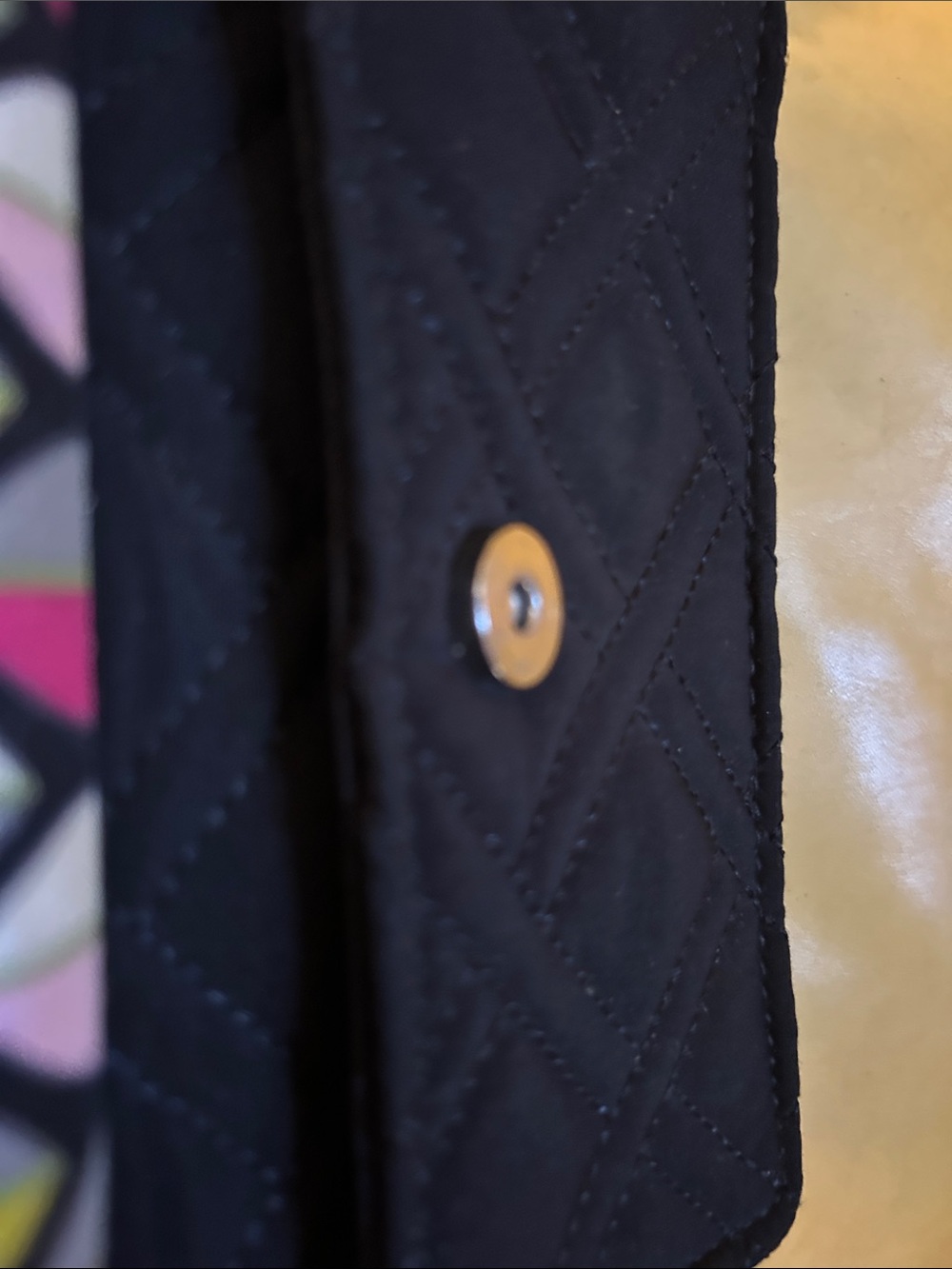 Vera Bradley Black Quilted Zip Wallet with Metal Plaque - Picture 4 of 8